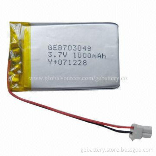 GEB703048 3.7V/1,000mAh Lithium Battery, 7*30*48mm Size